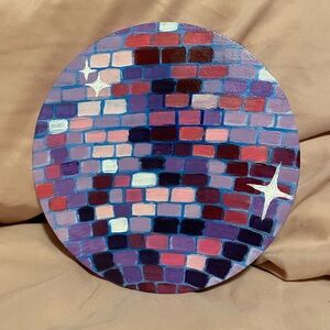 Hand Painted Purple Disco Ball on Canvas